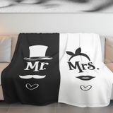 YORKA TEXTİLE Sevgililer Günü Mr Mrs Polar Battaniye Çift Kişilik