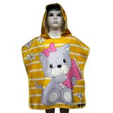 YORKA TEXTİLE Şirin Kedi Desenli Çocuk Panço & Çocuk Bornoz Panço & Çocuk Plaj Havlu 1-3 YAŞ
