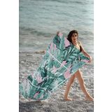 YORKA TEXTİLE Sweet Summer Yaprak Desenli Plaj Havlusu, Spor Havlusu, Mikrofiber Hızlı Kuruyan Plaj Havlusu 70x140cm