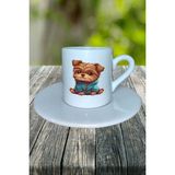 Yorkshire Terrier Köpek Baskılı Türk Kahvesi Fincanı Tabaklı Kişiye Özel Model 11