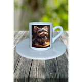 Yorkshire Terrier Köpek Baskılı Türk Kahvesi Fincanı Tabaklı Kişiye Özel Model 1