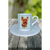Yorkshire Terrier Köpek Baskılı Türk Kahvesi Fincanı Tabaklı Kişiye Özel Model 2