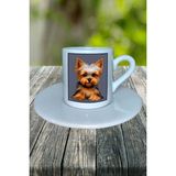 Yorkshire Terrier Köpek Baskılı Türk Kahvesi Fincanı Tabaklı Kişiye Özel Model 4