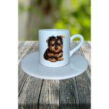 Yorkshire Terrier Köpek Baskılı Türk Kahvesi Fincanı Tabaklı Kişiye Özel Model 5