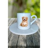 Yorkshire Terrier Köpek Baskılı Türk Kahvesi Fincanı Tabaklı Kişiye Özel Model 9