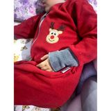 Yorni 18-36 AY Nakışlı, Çift Taraflı Fermuarlı, Mikro Polar Bebek Çocuk Uyku Tulumu Unisex Tog 2 - 1,5 - 3 Yaş - Kırmızı
