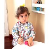 Yorni 2-4yaş, Family, Sıvı Geçirmez, Cepli, Uzun Kollu Bebek Mama Önlüğü, Önlük - Beyaz - 2 - 4 Yaş