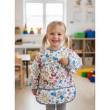 Yorni 3-5 Yaş Family, Bağcıklı, Uzun Kollu Sıvı Geçirmez, Cepli, Makinede Yıkanabilir, Bebek Çocuk Mama Önlüğü, Önlük - Beyaz - 3 - 6 Yaş