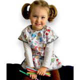 Yorni 3-6 Yaş, Family Kısa Kollu Sıvı Geçirmez Çocuk Önlük, Makinede Yıkanabilir, Boya, Oyun ve Yemek Zamanı - Beyaz - 4 - 7 Yaş