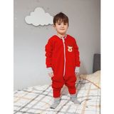 Yorni 7-10 YAŞ Nakışlı, Çift Taraflı Fermuarlı, Mikro Polar Bebek Çocuk Uyku Tulumu Unisex Tog 2 - 7 - 10 Yaş - Kırmızı