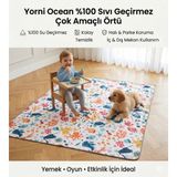 Yorni Dev Boy Ocean 290x300cm Sıvı Geçirmez Çok Amaçlı Örtü - 8.70M² Halı Koruyucu ve Bebek Oyun Matı - Makinede Yıkanabilir Leke itici Polyester Yer Örtüsü - 290 x 300 cm