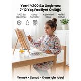 Yorni Family 7-12 Yaş Sıvı Geçirmeyen, Çocuk Aktivite Boyama, Faaliyet, Etkinlik Önlüğü - Beyaz