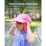 Yorni Pembe, 5-8 YAŞ, Ense Korumalı, Boyundan Bağlamalı, Çocuk Bebek Güneş Şapka, Ekoteks 100 Sertifikalı - 5-8yaş