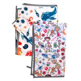Yorni SeaWorld Family İkili Ekonomik Set Sıvı Geçirmez Alt Açma Örtüsü Bebek Bakım Örtüsü 65x80cm Büyük Boy%100 Polyester Askılı Çok Amaçlı