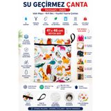 yorni Zoo Su Geçirmez Çanta 41x46 cm Büyük Boy Fermuarlı Askılı Islak Mayo Kirli Bez Kıyafet Taşıma Çantası