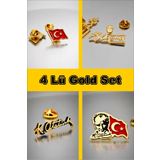 Yörük Tasarım 4 Lü Yaka Rozeti Gold Set
