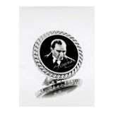 Yörük Tasarım Atatürk Gümüş Kaplama / Damla Mineli Yaka Rozeti