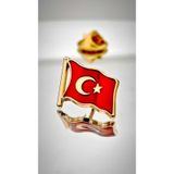 Yörük Tasarım Türk Bayrağı Altın Kaplama Yaka Rozeti 3d 3 Boyutlu Dalgalı Altın
