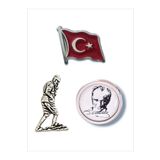 YÖRÜK TASARIM Türk Bayrağı & Atatürk Kocatepe & Atatürk Damla Mine Yaka Rozeti