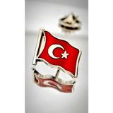 Yörük Tasarım Türk Bayrağı Gümüş Yaka Rozeti 3d 3 Boyutlu Dalgalı