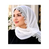 yörük tuhafiye Gerçek El Işi Iğne Oyalı El Işi Namaz Mevlüt Başörtüsü.beyaz Renk.namazlık Örtü Çeyizlik Oyalı Yazma
