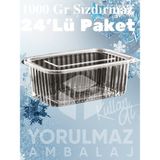 Yorulmaz Ambalaj 1000 gr Kapaklı Paket Servis ve Buzdolabı Kullanımına Uygun, Sızdırmaz Kullan- At Kap – 24 Lü Paket