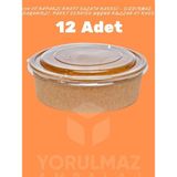 Yorulmaz Ambalaj 1100 cc Kapaklı Kraft Salata Kasesi – Sızdırmaz, Dayanıklı, Paket Servise Uygun Kullan At Kase (12 Adet)