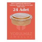 yorulmaz ambalaj 1100 CC Kapaklı Kraft Salata Kasesi – Sızdırmaz, Dayanıklı, Paket Servise Uygun Kullan At Kase (24 A