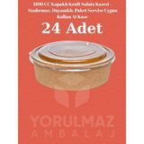 Yorulmaz Ambalaj 1100 cc Kapaklı Kraft Salata Kasesi – Sızdırmaz, Dayanıklı, Paket Servise Uygun Kullan At Kase (24 Adet)