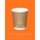 Yorulmaz Ambalaj 12 Adet 8 Oz Double Wall Karton Bardak – Isı Yalıtımlı, Kraft Tasarım, Sıcak & Soğuk Içecek Uyumlu