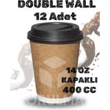 Yorulmaz Ambalaj 🔥🔥 14 Oz Double Wall Kapaklı Karton Bardak – Ekstra Kalın Sıcak Içecek Bardağı