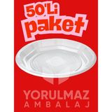 Yorulmaz Ambalaj 🍽️ 19 cm Beyaz Plastik Tabak 50’li Paket🥗 Tek Kullanımlık – Hijyenik ve Pratik