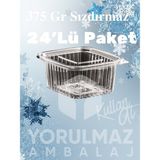 Yorulmaz Ambalaj 375 gr Paket Servis ve Buzdolabı Kullanımına Uygun, Sızdırmaz Kullan- At Kap – 24' Lü Paket