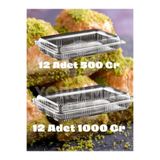 yorulmaz ambalaj 500 Gr + 1000 Gr Tatlı Taşıma Kabı Seti 12+12 Adet Şeffaf Kapaklı Sızdırmaz Plastik Baklava Güllaç P
