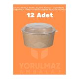 yorulmaz ambalaj 550 CC Kapaklı Kraft Salata Kasesi – Sızdırmaz, Dayanıklı, Paket Servise Uygun Kullan At Kase (12 Ad