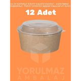 Yorulmaz Ambalaj 750 cc Kapaklı Kraft Salata Kasesi – Sızdırmaz, Dayanıklı, Paket Servise Uygun Kullan At Kase (12 Adet)