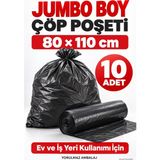 Yorulmaz Ambalaj 🗑️ 80X110 cm Jumbo Boy Çöp Poşeti 10 Adet 400 gr – Ev ve Iş Yeri Için Büyük Boy Çöp Torbası - 30 x 52 cm