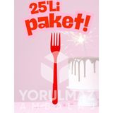Yorulmaz Ambalaj ✨happy Party Kırmızı Plastik Çatal 25’li – Partiler ve Özel Günler Için Tek Kullanımlık✨