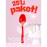 yorulmaz ambalaj ✨Happy Party Kırmızı Plastik Kaşık 25’li – Partiler ve Özel Günler İçin Tek Kullanımlık✨