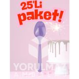 yorulmaz ambalaj ✨Happy Party Lila Plastik Kaşık 25’li – Partiler ve Özel Günler İçin Tek Kullanımlık✨