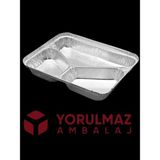 Yorulmaz Ambalaj Kullan At 3 Gözlü Kapaklı Alüminyum Kase – Ev ve Paket Servis Için – 24 Adet - 0,01 gr