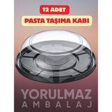 Yorulmaz Ambalaj 🎂 Pet Şeffaf Pasta Kabı ve Kapağı 12'li Paket – Dayanıklı, Şeffaf ve Şık Sunum Çözümü