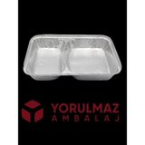 Yorulmaz Ambalaj Tek Kullanımlık 2 Gözlü Kapaklı Alüminyum Yemek Kasesi – 24’lü Paket