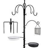 yosager Premium Kuş Besleme İstasyonu Kiti, 195,56 cm x 48,26 cm Kuş Yemi Direği, Vahşi Kuşlar İzleme, Kuş Yemliği ve Saksı Askısı için Metal Suet ve Kuş Banyosu ile Lüks Çoklu Besleyici Asma Kiti