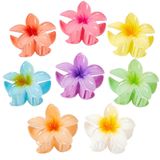 YosaiHom Kadınlar için Çiçek Saç Pençe Klipsi, 8'li Paket Hawaii Çiçek Saç Tokası, Kalın İnce Saçlar için Plumeria Pençe Klipsleri, Büyük Güçlü Tutuş, Kaymaz, Hawai Saç Aksesuarları, Kadınlar ve Kızlar için