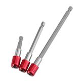 Yosoo Sağlık Dişli Tornavida Ucu Tutucu, 3 adet 1/4 "Altıgen Şaft Manyetik Hızlı Çıkarma Matkap Uzatma Tornavida Somun Matkap Tutucu, 1/4", 60/100/150mm (Kırmızı)