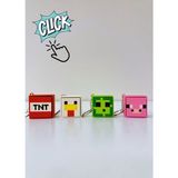 You Toys Clicker Minecraft Anahtarlık ve Oyuncak | 4 Adet Tıklama Sesli Stres Atıcı Tavuk,slime Oyuncak - Standart