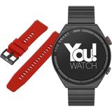 You Watch R13-AR134 Siyah Metal & Kırmızı Silicon Unisex Kol Saati - Renkli