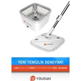 Youban Mop Pro 4 Bezli Temizlik Seti Temiz Su ile Kirli Suyu Ayıran Özellikli Mop Takımı