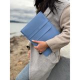 Youc MacBook Pro, Air ve Diğer Uyumlu Laptop Kılıfı 13’ 14’ 15' Inç Notebook Vegan Suni Deri Çanta - 15.6'' - Mavi